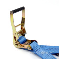 Blue stainless steel lock ratchet tie down strap